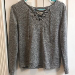 Gray lace up long sleeve